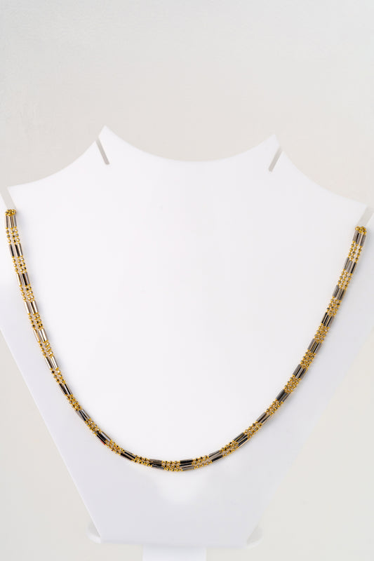 Two-Tone Beaded Dual Chain Necklace – 18 Inch