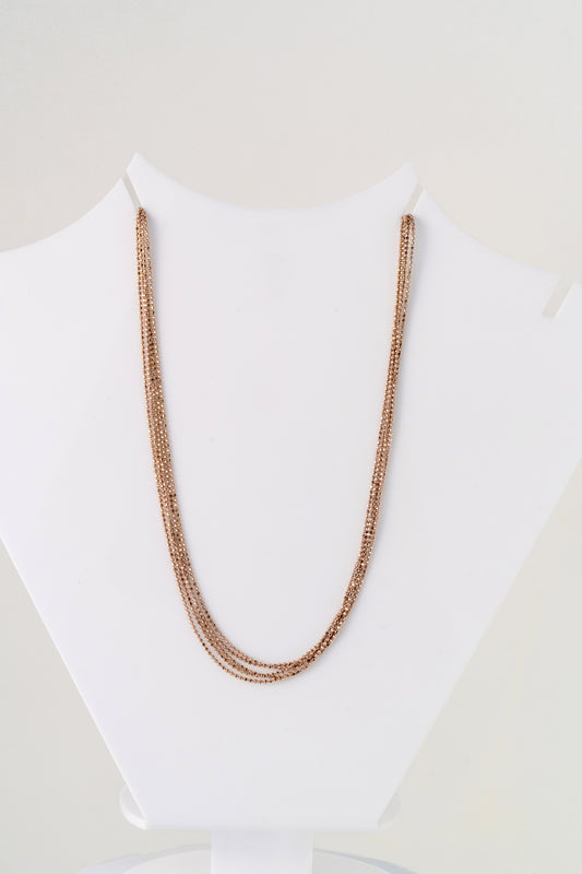 Pure 925 Silver Multi-Strand Beaded Chain Necklace – 18 Inch