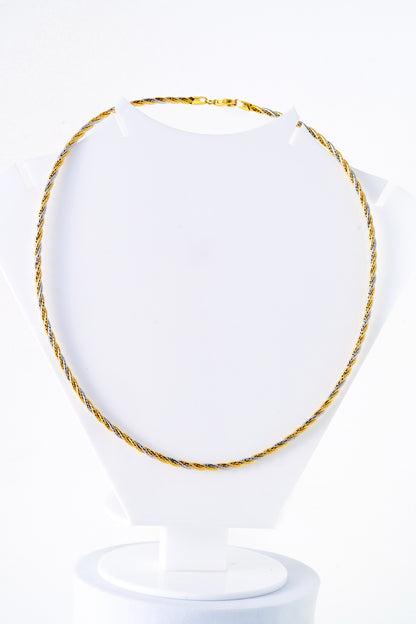 Gold & Pure 925 Silver Twisted Rope Chain Necklace – 18 Inch