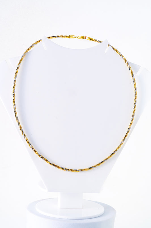 Gold & Pure 925 Silver Twisted Rope Chain Necklace – 18 Inch