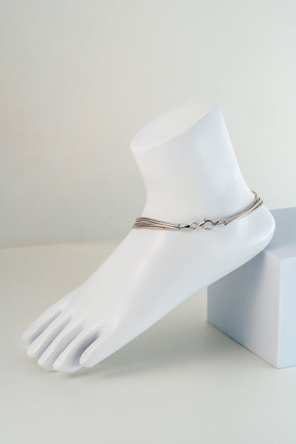 Elegant Pure 925 Silver Multi-Strand Anklet (10 Inch)