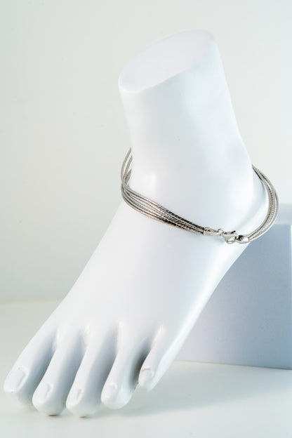 Elegant Pure 925 Silver Multi-Strand Anklet (10 Inch)