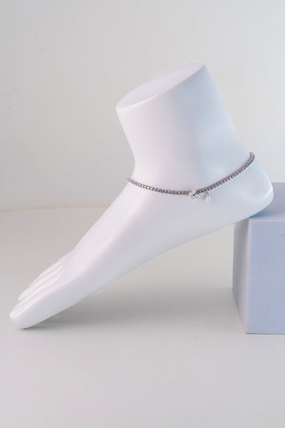 Sleek Pure 925 Silver Box Chain Anklet with Adjustable Clasp (10 Inch Adjustable)