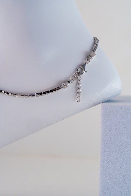 Sleek Pure 925 Silver Box Chain Anklet with Adjustable Clasp (10 Inch Adjustable)