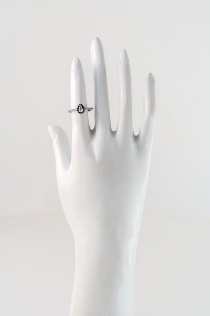 Pure 925 Silver Rainbow Halo Teardrop Ring with White Center Stone – Size 9