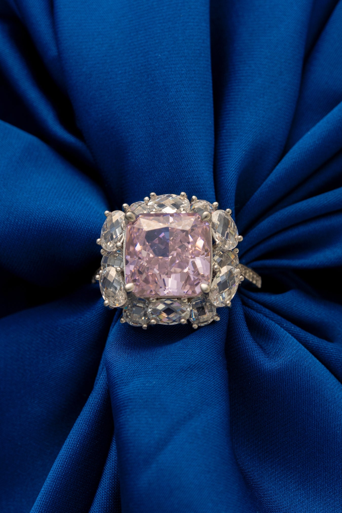 Pure 925 Silver Pink Radiance Halo Ring – Size 15