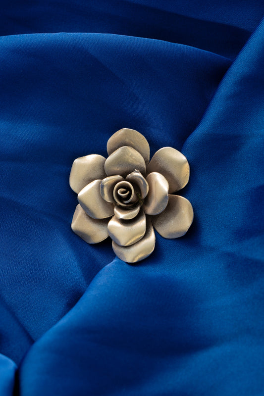 Pure 925 Silver Vintage Rose Flower Brooch – 37mm x 37mm