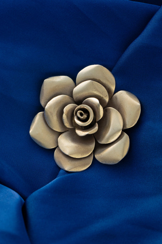 Pure 925 Silver Vintage Rose Flower Brooch – 47mm x 47mm