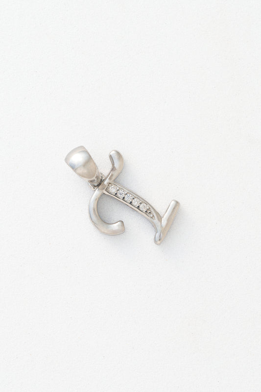 Pure 925 Silver Alphabet “T” Initial Pendant with Stone Accents – 20mm × 12mm