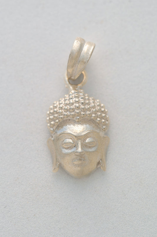Pure 925 Silver Buddha Head Pendant in Silver Finish – 22mm × 9mm