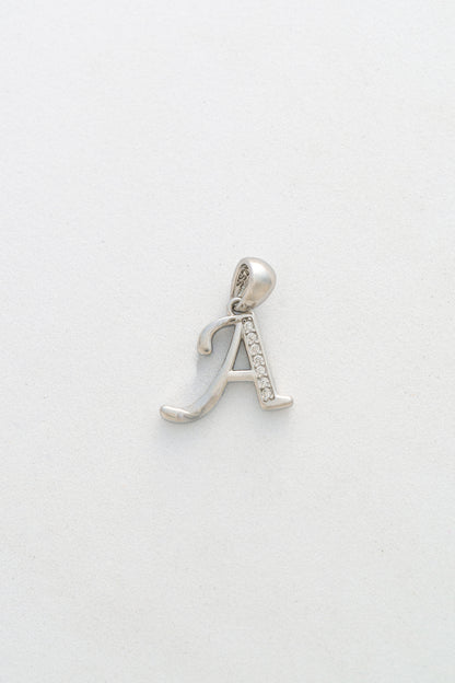 Pure 925 Silver Alphabet “A” Initial Pendant with Stone Accents – 20mm × 15mm