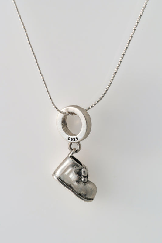 Baby Shoe Charm Pendant in Pure 925 Silver Finish – 17mm × 6mm
